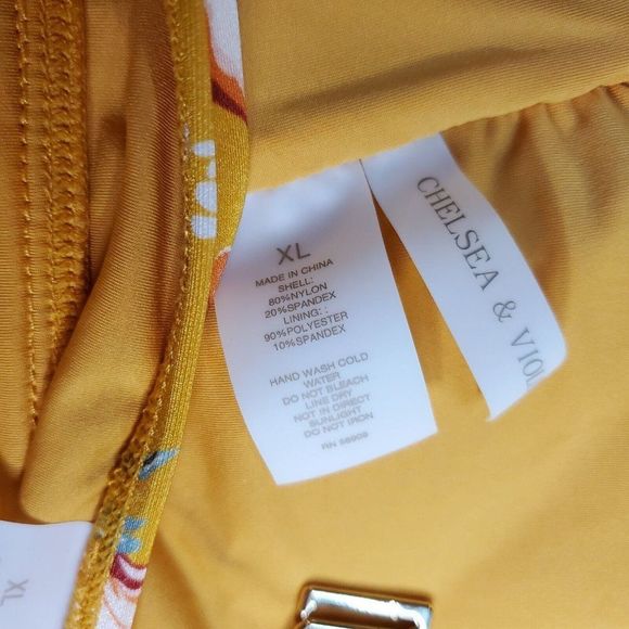 Chelsea & Violet Floral 2 Piece Swimsuit Size xs Bandeau Tie Top Banded Hipster - Picture 7 of 10